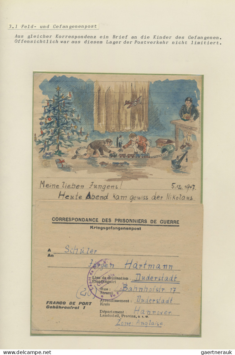 Thematics: Christmas: 1916/1947, Weihnachtsgrüße Auf Feldpost/Kriegsgefangenenpo - Noël