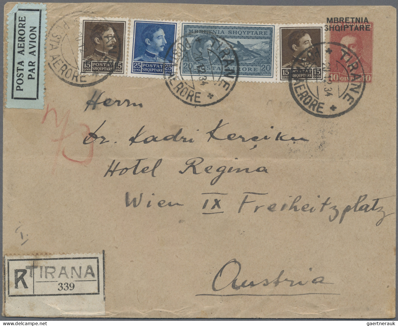 Albania: 1923/1934, Lot Of Eleven Covers/cards Incl. Three Uprated Stationeries - Albanie