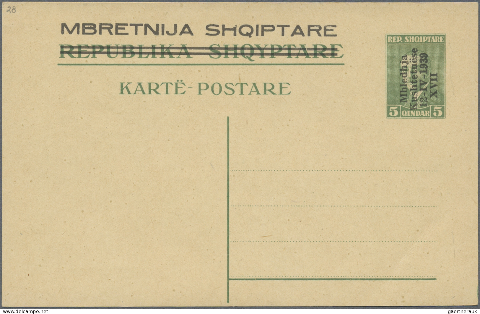 Albania - Postal Stationery: 1939, Italian Administration, Postal Cards PC1-4 An - Albanie