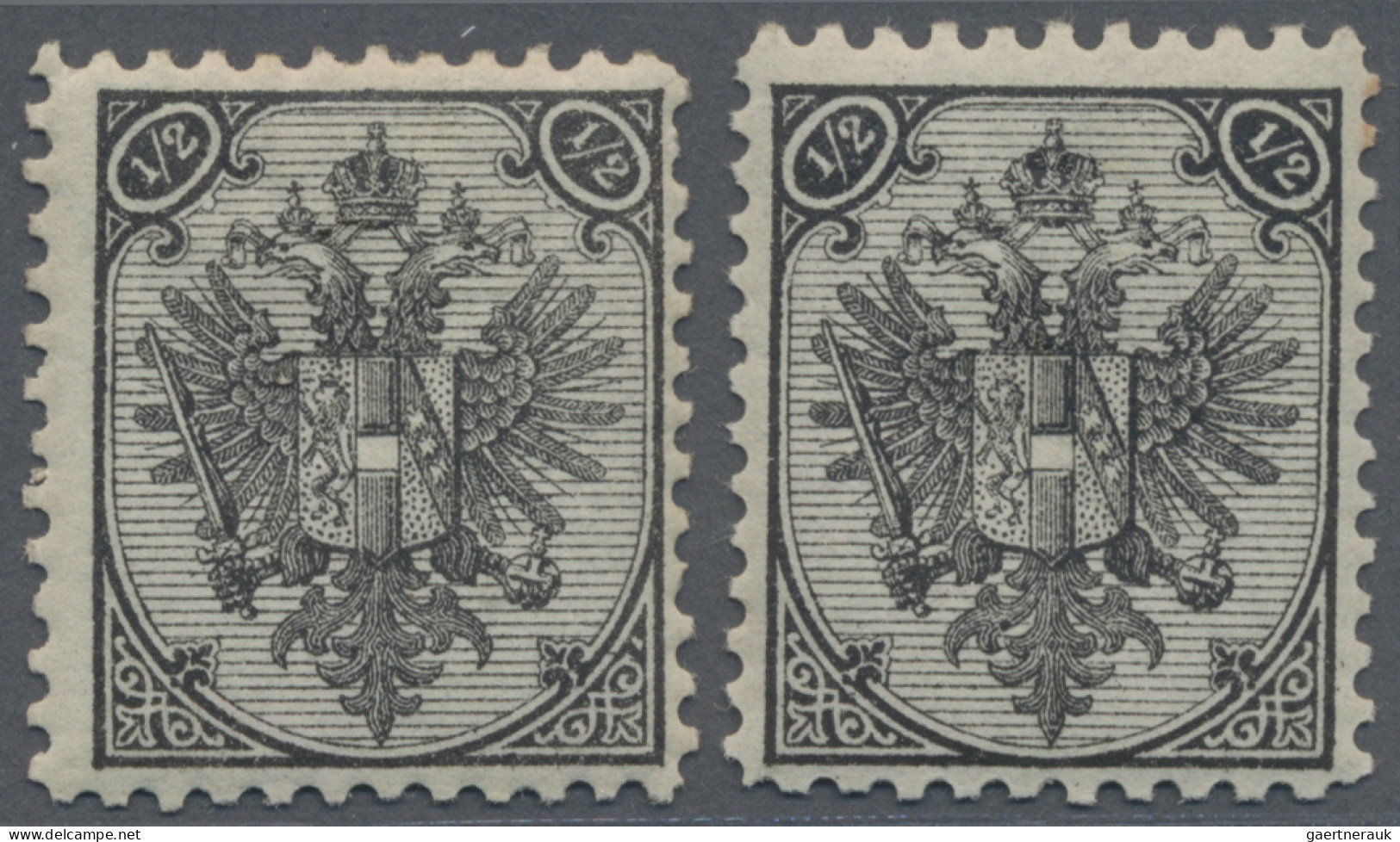 Bosnia+Herzegovina: 1879/1899, Definitives "Double Eagle", ½kr. Black, Specialis - Bosnie-Herzegovine