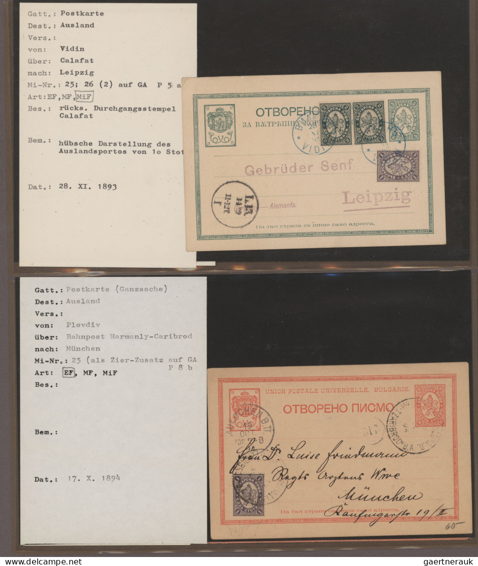 Bulgaria: 1880/1946 (ca.), comprehensive collection of covers/cards in 33 albums