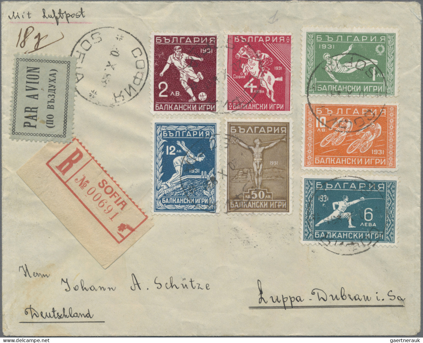 Bulgaria: 1931/1932, Balkan Games, Lot Of Eleven Covers/cards, Incl. Three Piece - Briefe U. Dokumente