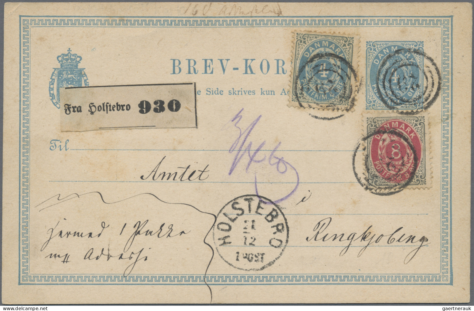 Denmark - Postal Stationery: 1880/1960 (ca.), Lot Of Seven Used Stationeries, Sl - Entiers Postaux