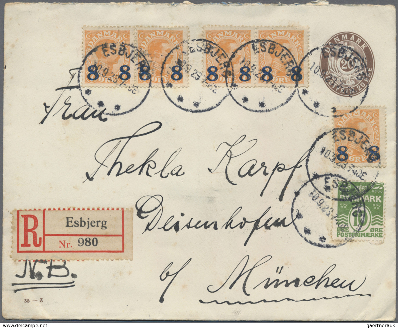 Denmark - Postal Stationery: 1880/1960 (ca.), Lot Of Seven Used Stationeries, Sl - Entiers Postaux