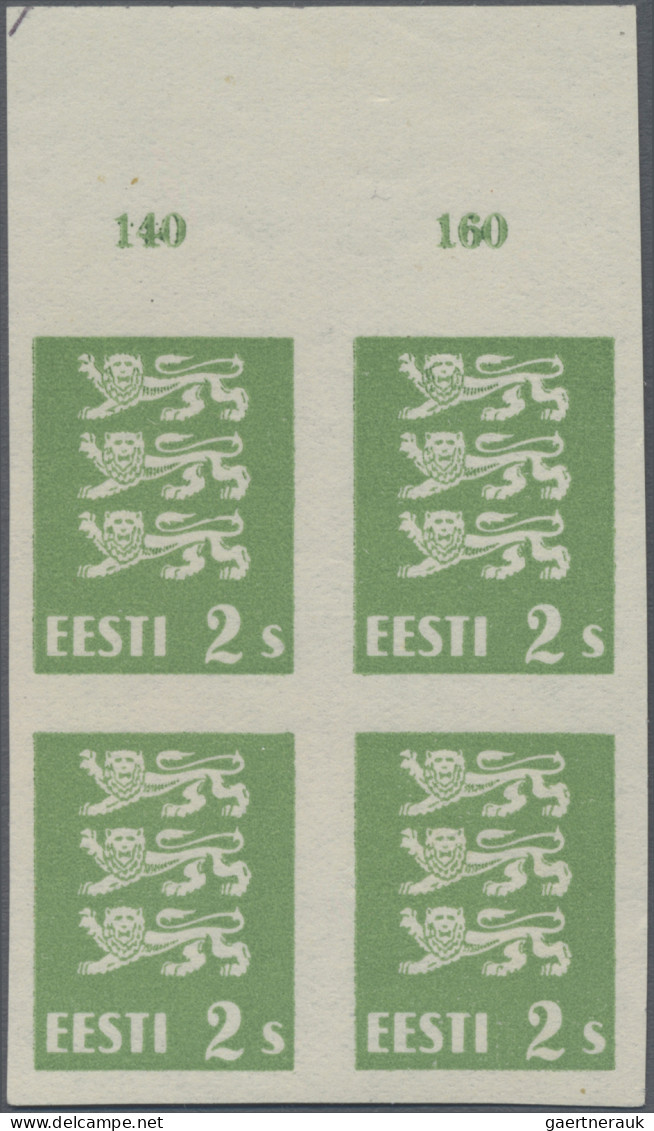 Estonia: 1928/1937, IMPERFORATE PROOFS, Selection Of Twelve Blocks Of Four (Mich - Estland