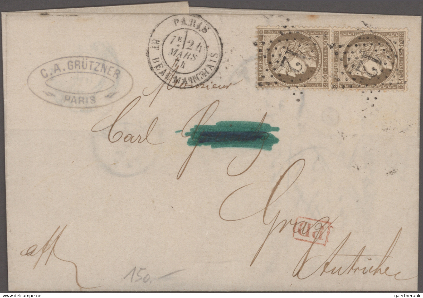 France: 1810-1960 Ca.: Lot Of 33 Covers And Postcards, With Two Early Pre-philat - Collections