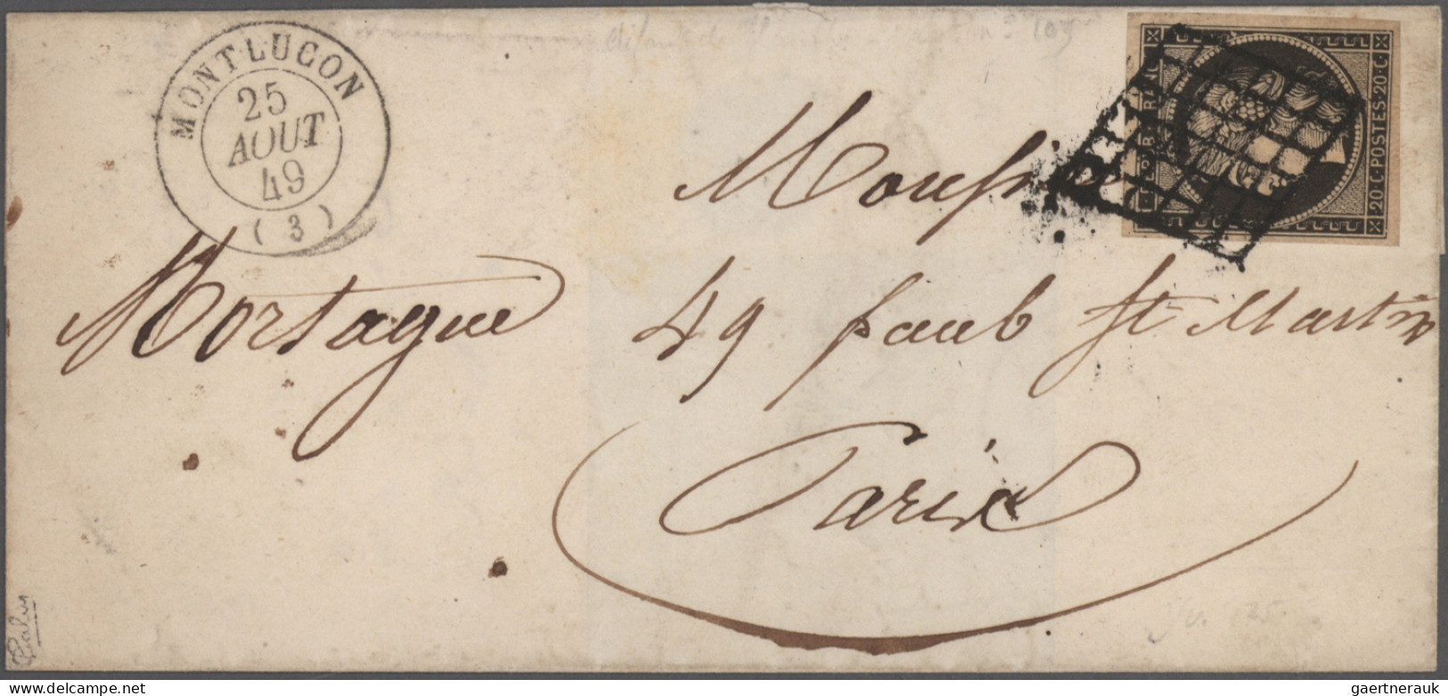 France: 1849/1853 Group Of 14 Covers Franked By Imperf Ceres Or Napoleon Stamps - Collections