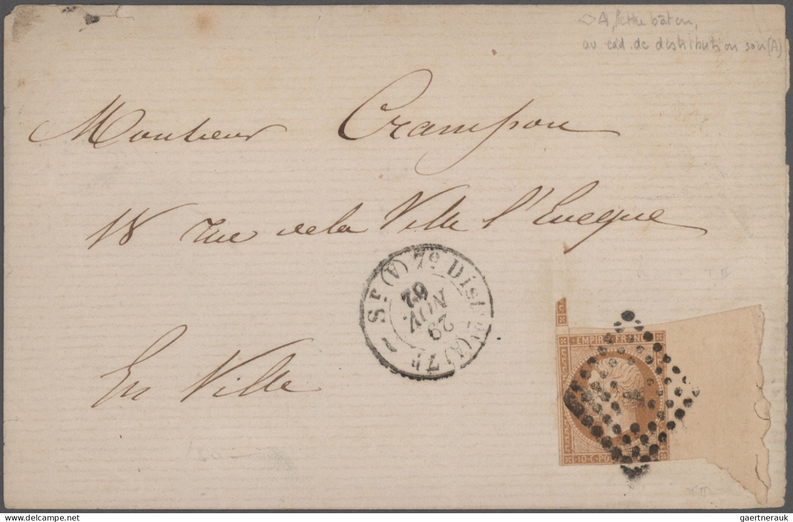 France: 1849/1853 Group Of 14 Covers Franked By Imperf Ceres Or Napoleon Stamps - Collections