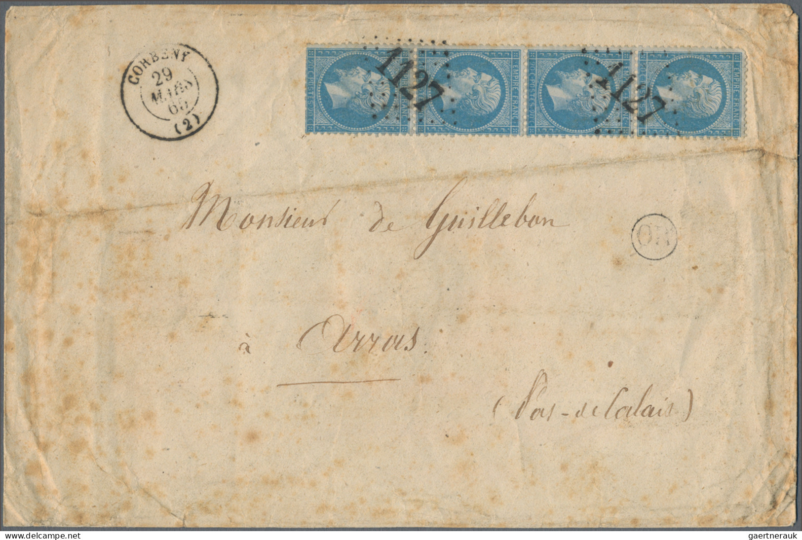 France: 1853/1875, assortment of apprx. 80 letters bearing frankings mainly Empi