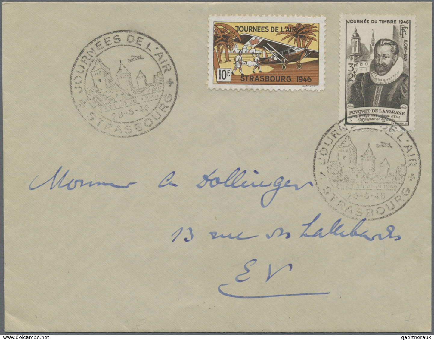 France: 1920/1946, Airmail-related, Lot Of Seven Covers/cards, Incl. 1920 Surcha - Collections