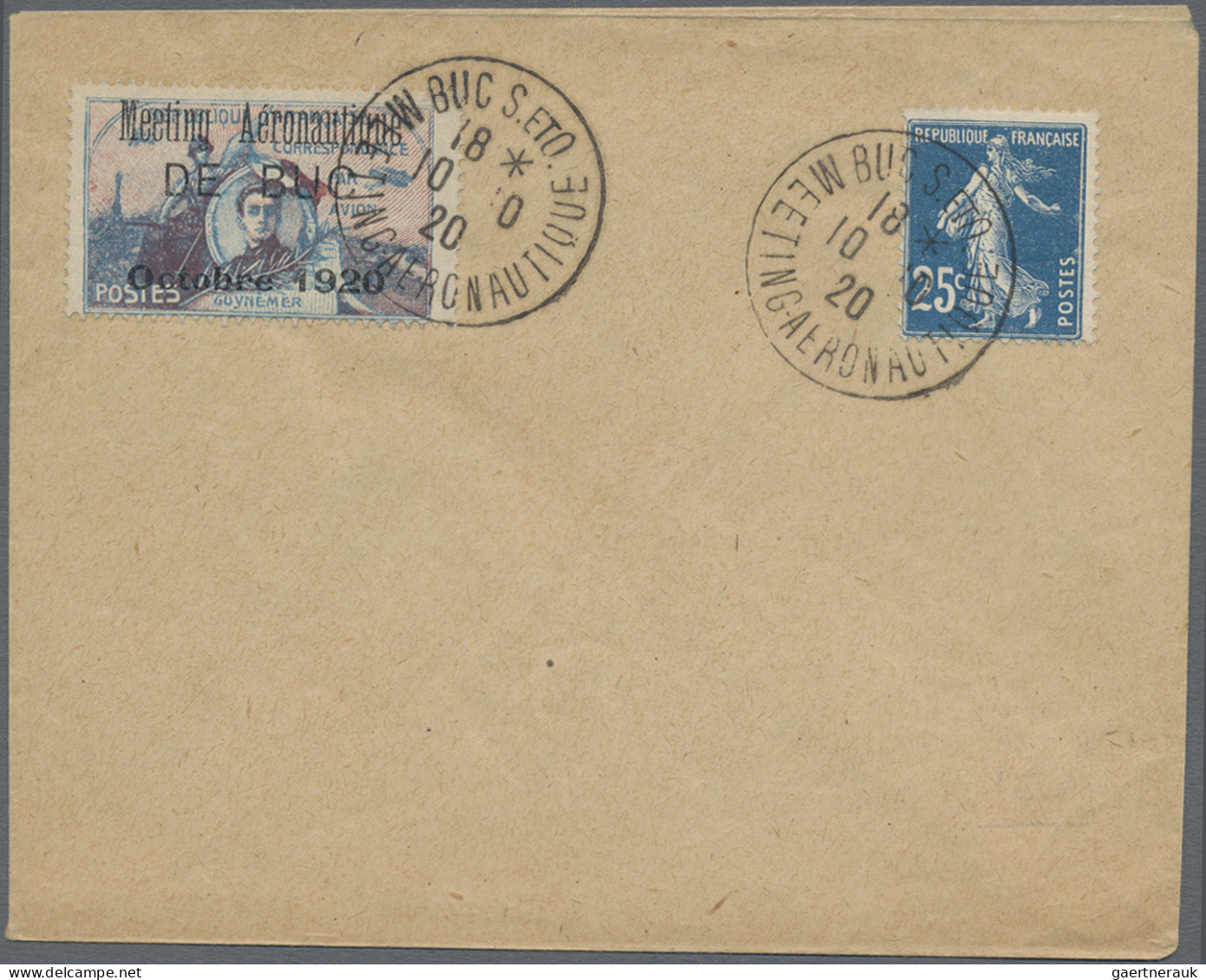 France: 1920/1946, Airmail-related, lot of seven covers/cards, incl. 1920 surcha