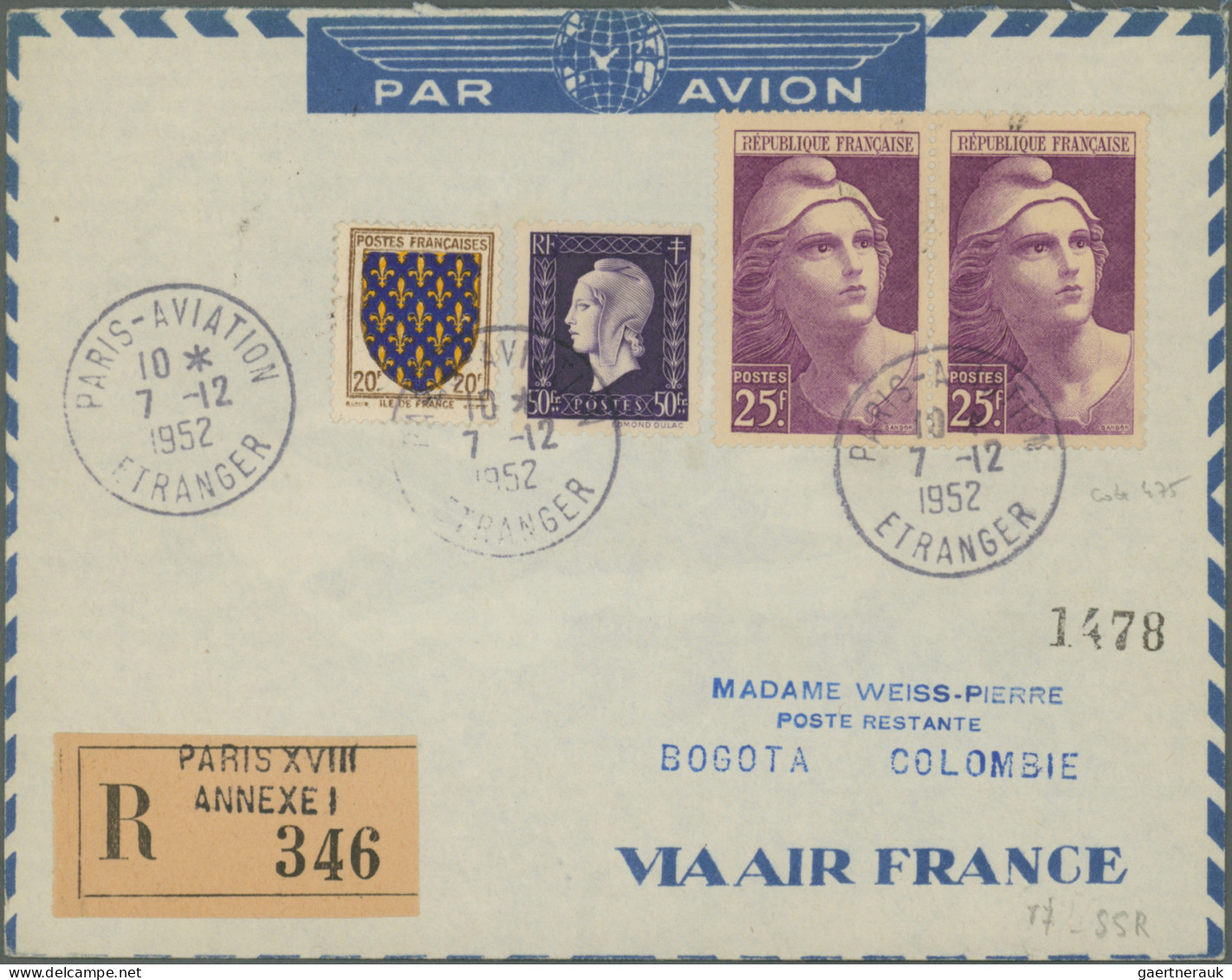 France: 1950/1959, FIRST AND SPECIAL FLIGHTS, Lot Of 63 Airmail Covers/cards Bea - Collections