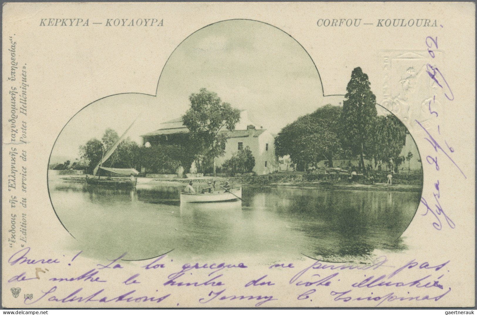 Greece - Postal Stationery: 1901/1902, Pictorial Card 10lep.(colourless Embossed - Entiers Postaux