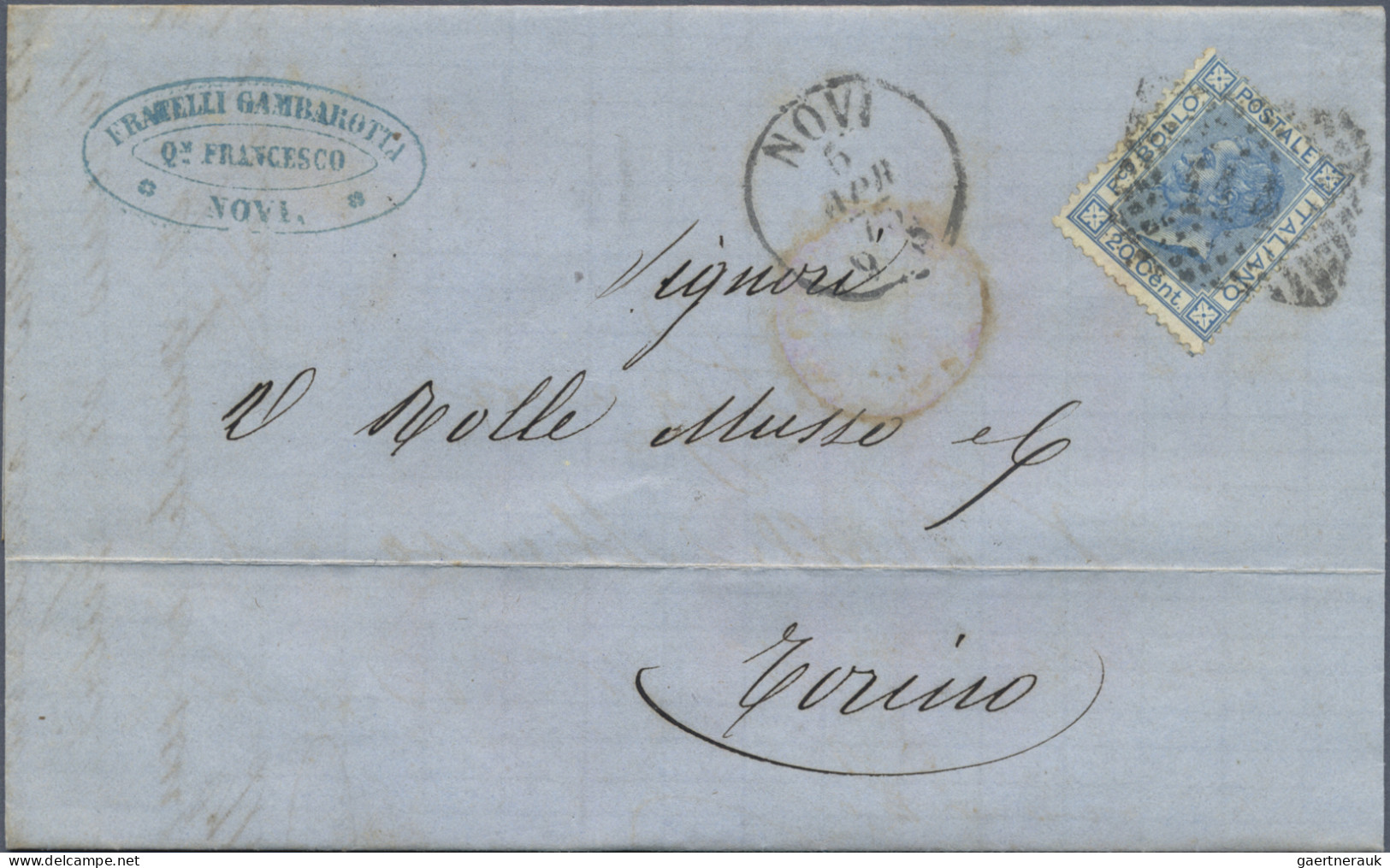 Italy: 1855/1880 (approx.), About 200 Folded Letters Mostly Addressed For Turin, - Collections