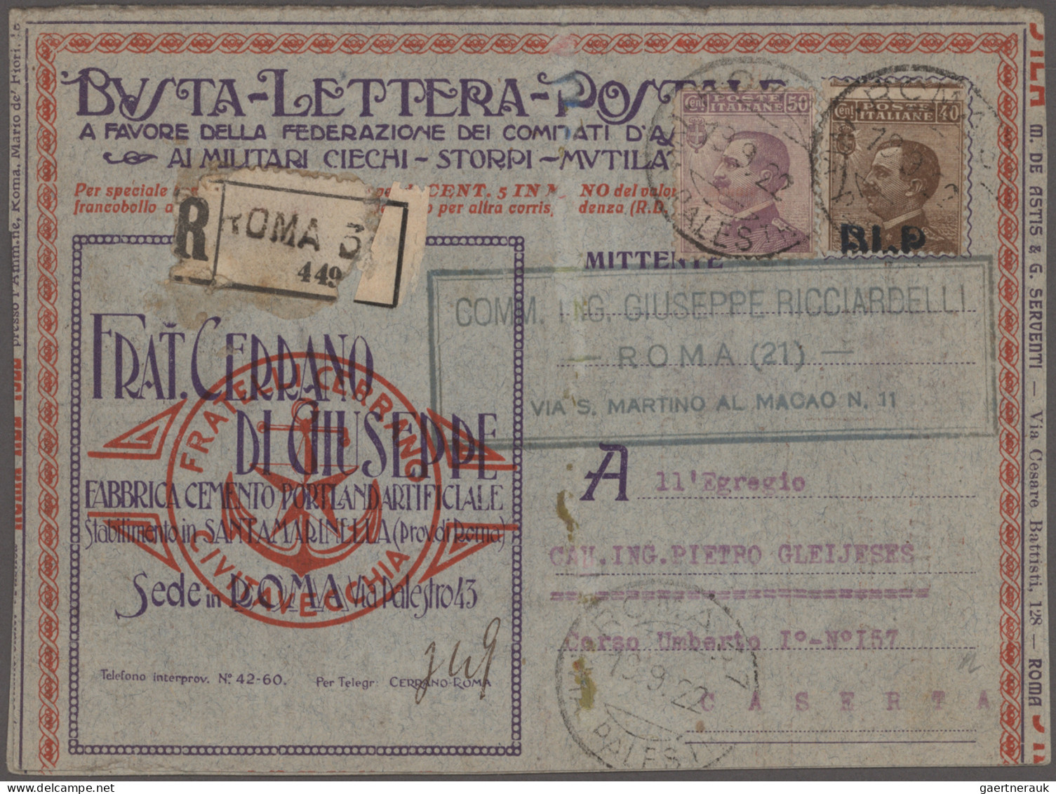 Italy: 1876/1944, Collection Of 47 Covers/cards With Several Interesting Items, - Collections
