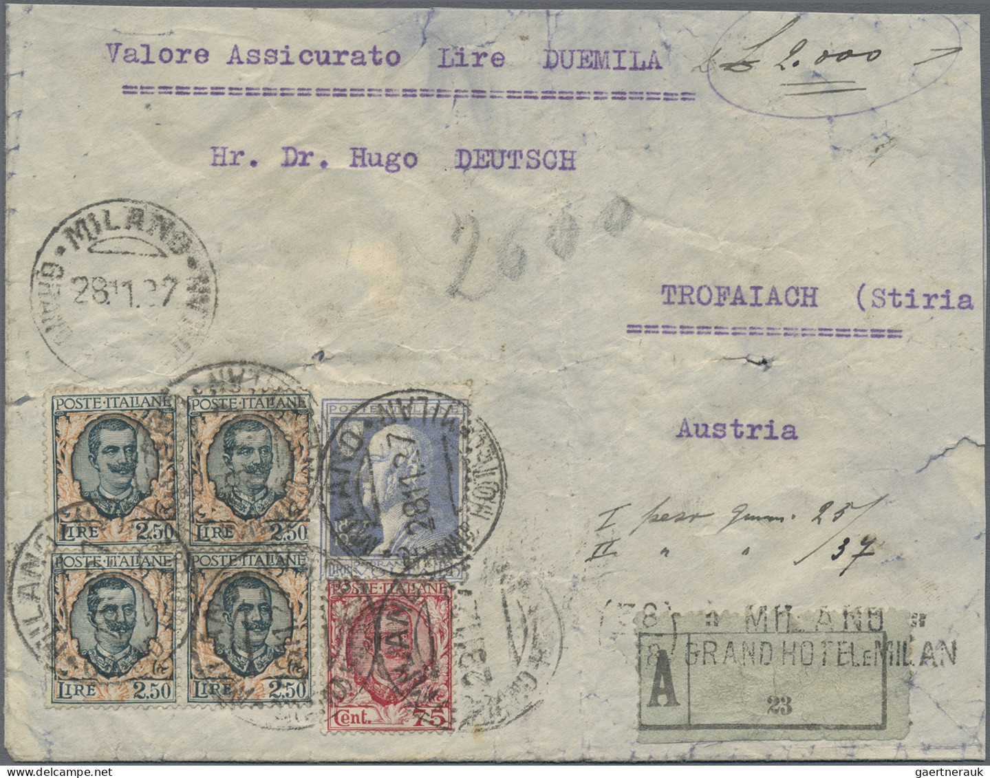 Italy: 1899/1952, HOTEL POSTMARKS, Collection Of 48 Covers/cards, Incl. Register - Collections