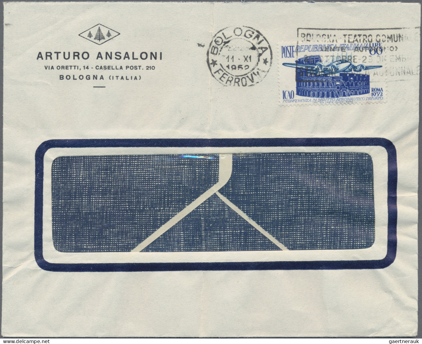 Italy: 1949/1952, lot of eight commercial covers/cards bearing commemoratives: S