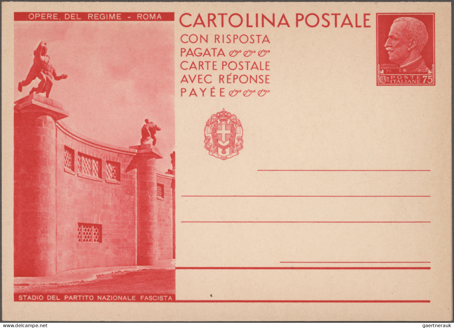 Italy - Postal Stationary: 1895/1937, Postal stationery picture cards: Specializ