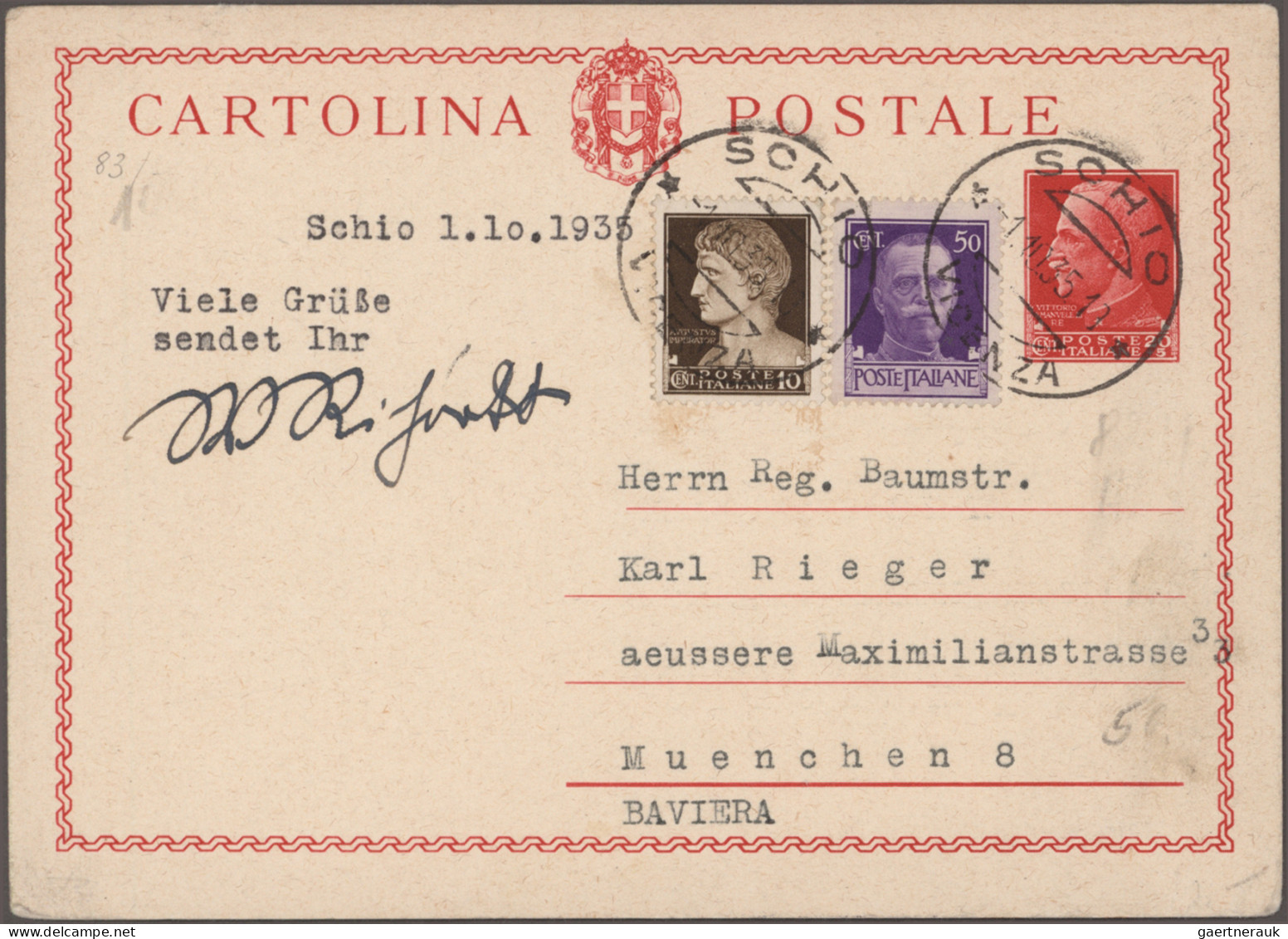 Italy - Postal Stationary: 1895/1937, Postal stationery picture cards: Specializ