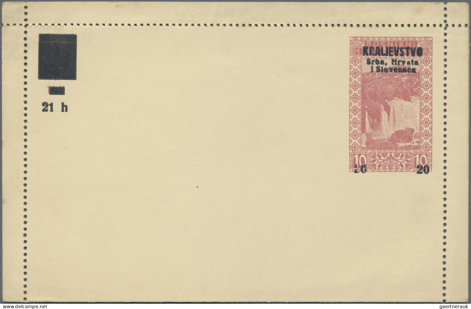 Yugoslavia - Postal Stationery: 1918/1921, Early Period/issues For Bosnia&Herzeg - Interi Postali