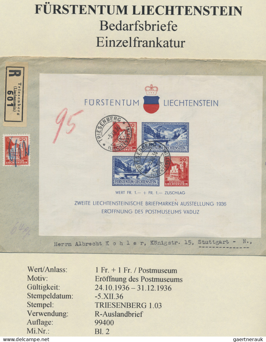 Liechtenstein: 1912/1959, umfangreiche Sammlung mit ca. 640 Belegen, mit Einfach