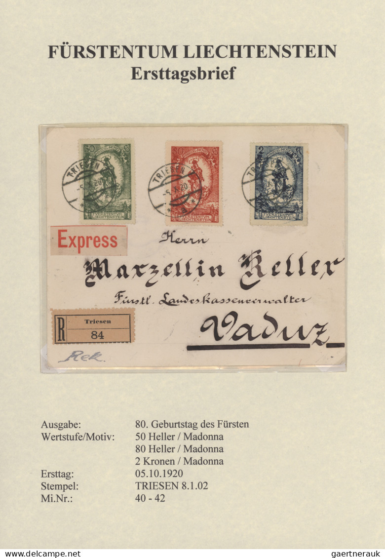 Liechtenstein: 1920/1959, Saubere Sammlung Mit über 60 Echt Gelaufenen FDC Alle - Collections
