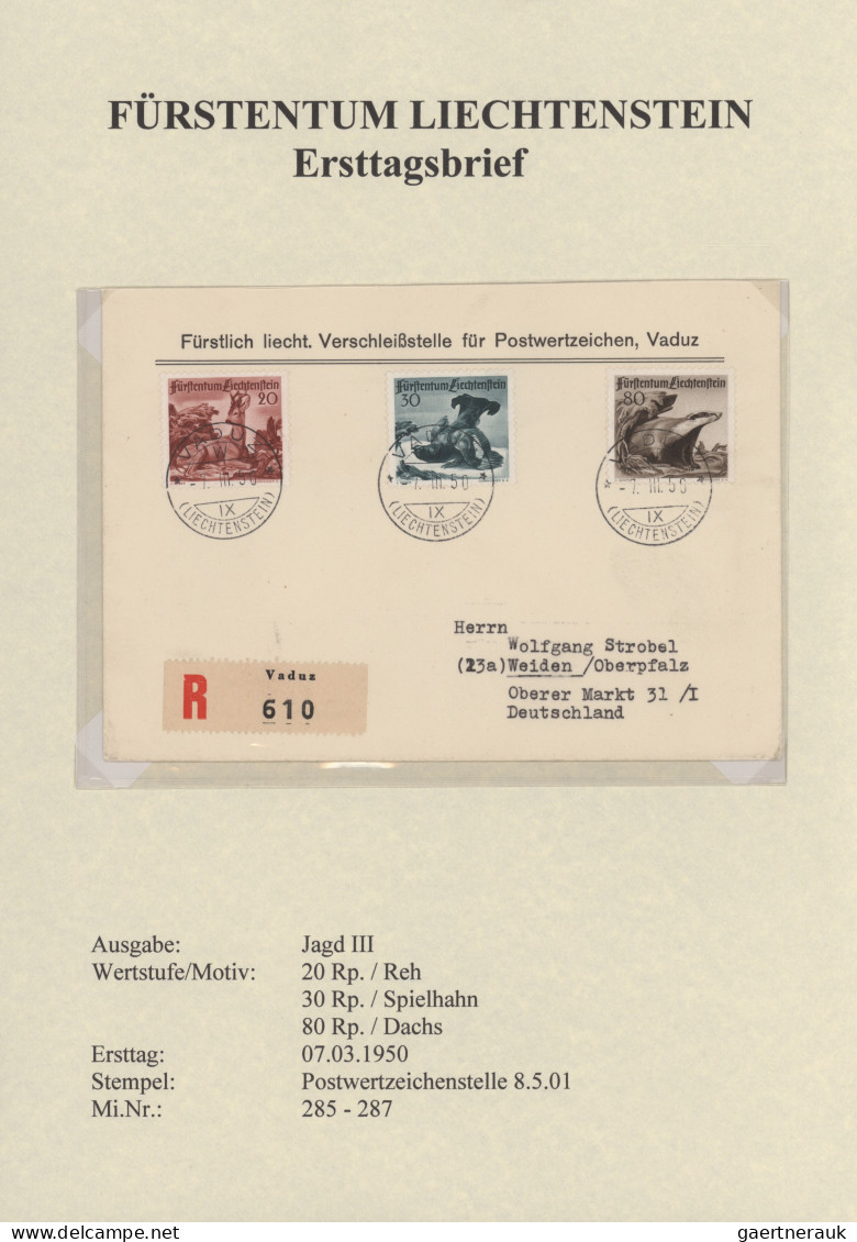 Liechtenstein: 1920/1959, Saubere Sammlung Mit über 60 Echt Gelaufenen FDC Alle - Collections