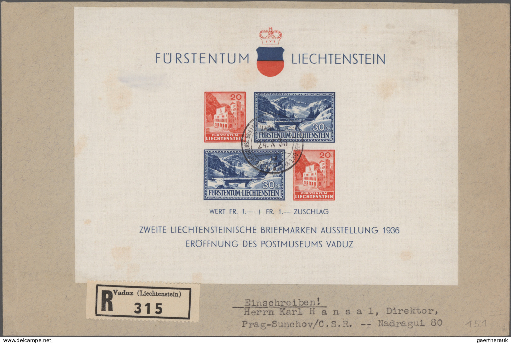 Liechtenstein: 1920/1959, saubere Sammlung mit über 60 echt gelaufenen FDC alle