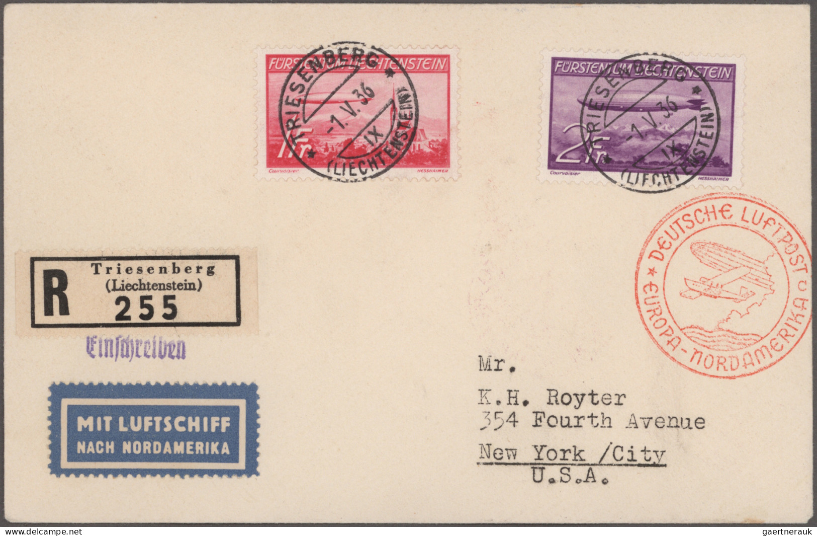 Liechtenstein: 1930/1936 Kollektion Von 8 Flugpost- Bzw. Zeppelinbelegen, Dabei - Collections