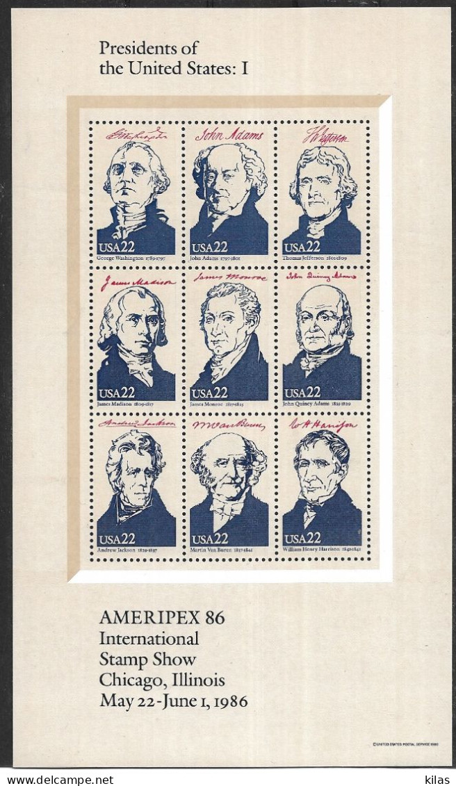 UNITED STATES 1986 AMERIPEX86 MNH Set 4 Sheets - Blocks & Kleinbögen