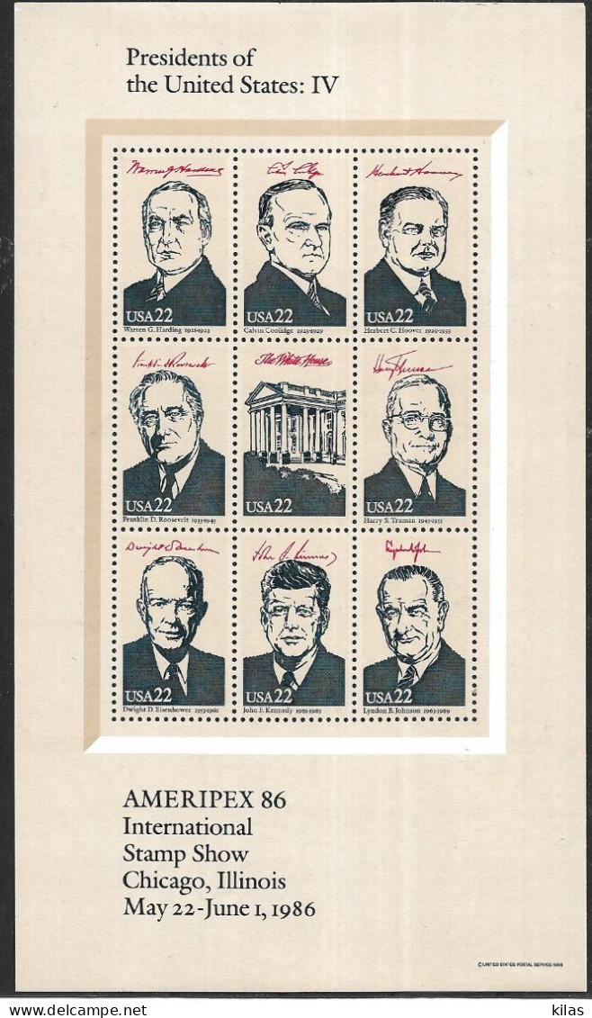 UNITED STATES 1986 AMERIPEX86 MNH Set 4 Sheets - Blocks & Kleinbögen