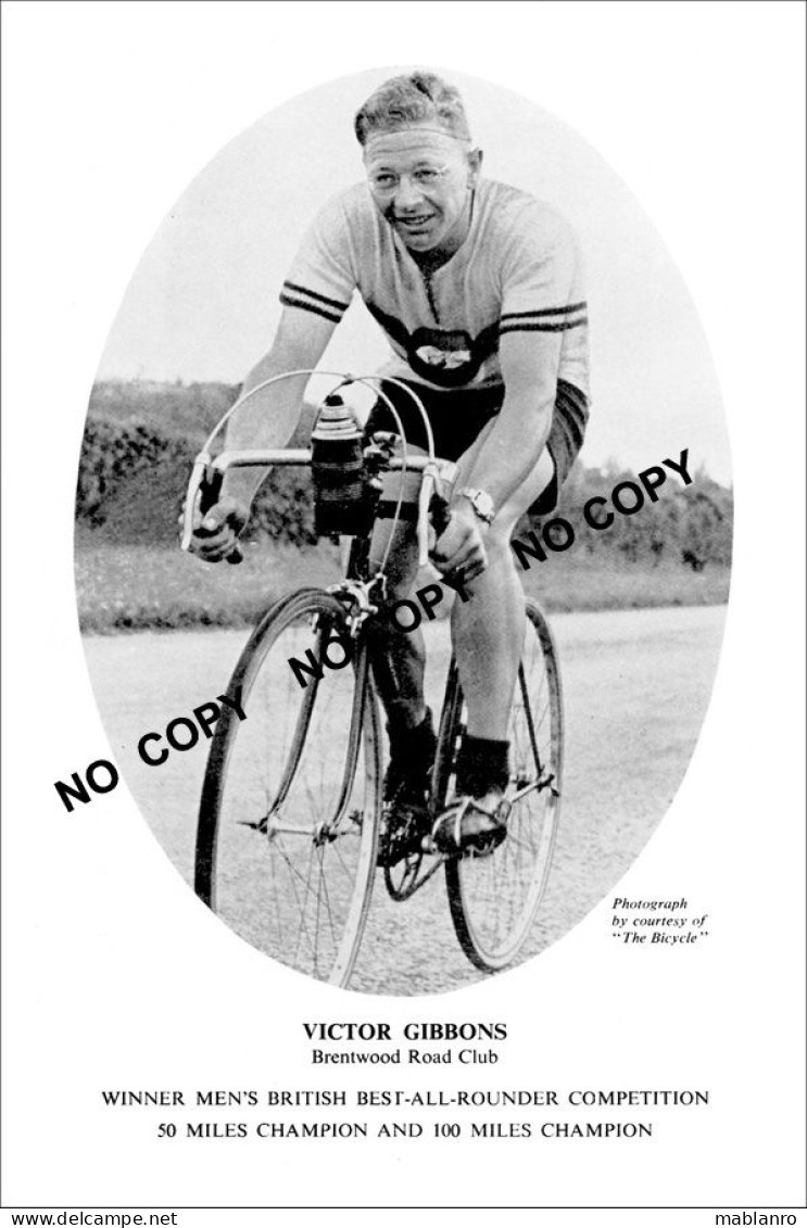 PHOTO CYCLISME REENFORCE GRAND QUALITÉ ( NO CARTE ), VICTOR GIBBONS 1954 - Radsport