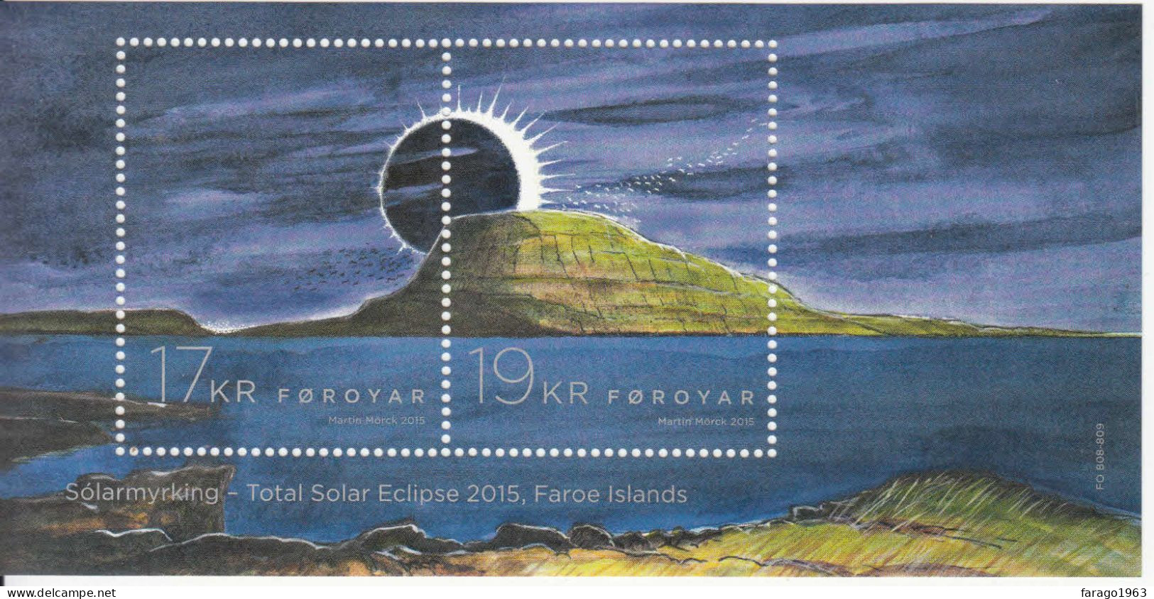 2015 Faroe Islands Eclipse Astronomy Souvenir Sheet  MNH @ BELOW FACE VALUE - Féroé (Iles)