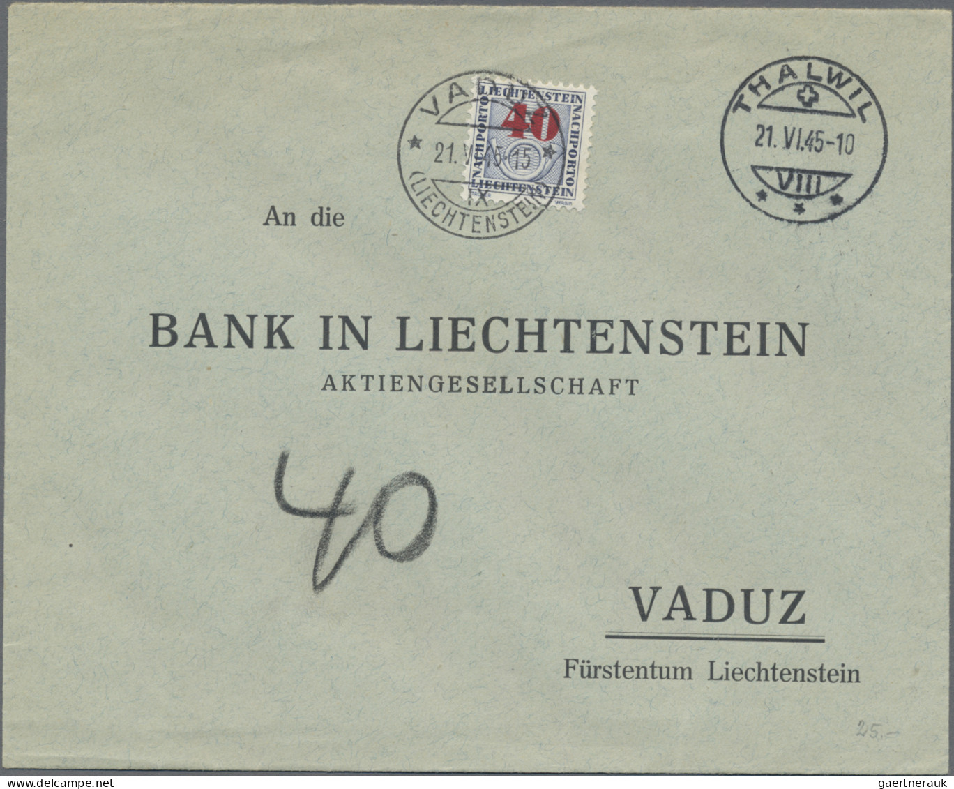 Liechtenstein - Portomarken: 1941/1954, Lot Mit 18 Unfrankierten Belegen Meist A - Strafportzegels