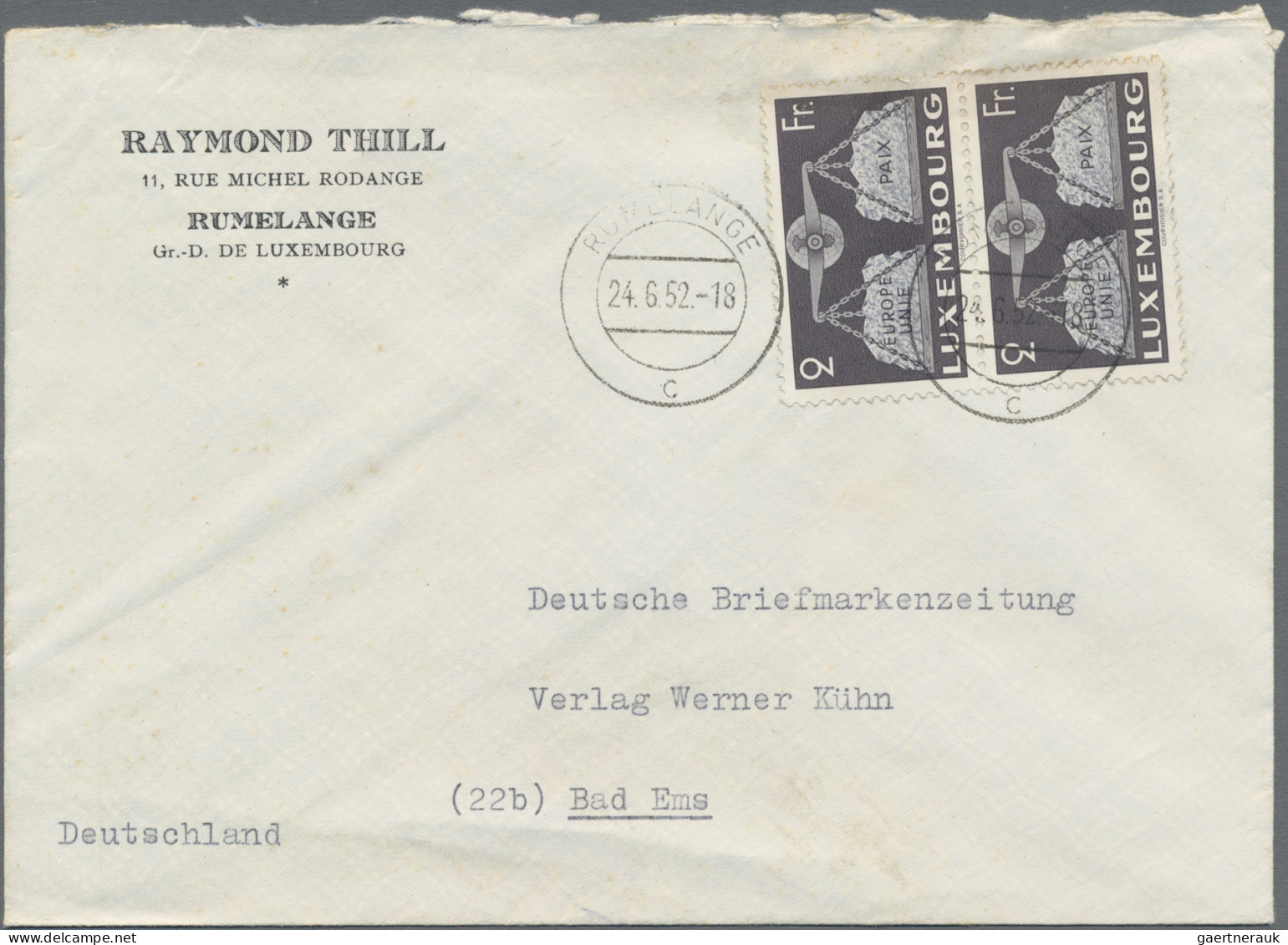 Luxembourg: 1946/1963, lot of 20 covers/cards, mainly commercial mail to Germany