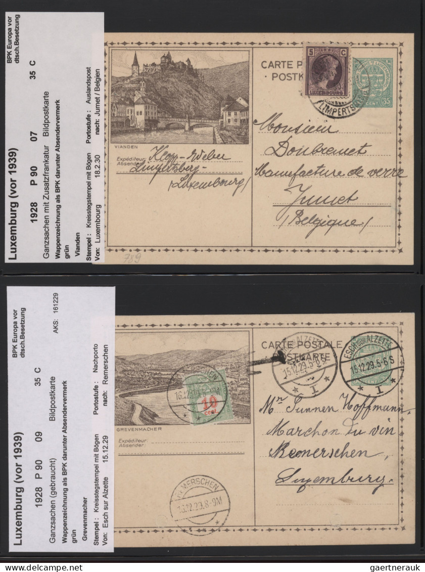 Luxembourg - Postal Stationery: 1927-1945 Bildganzsachen: Spezialsammlung von et