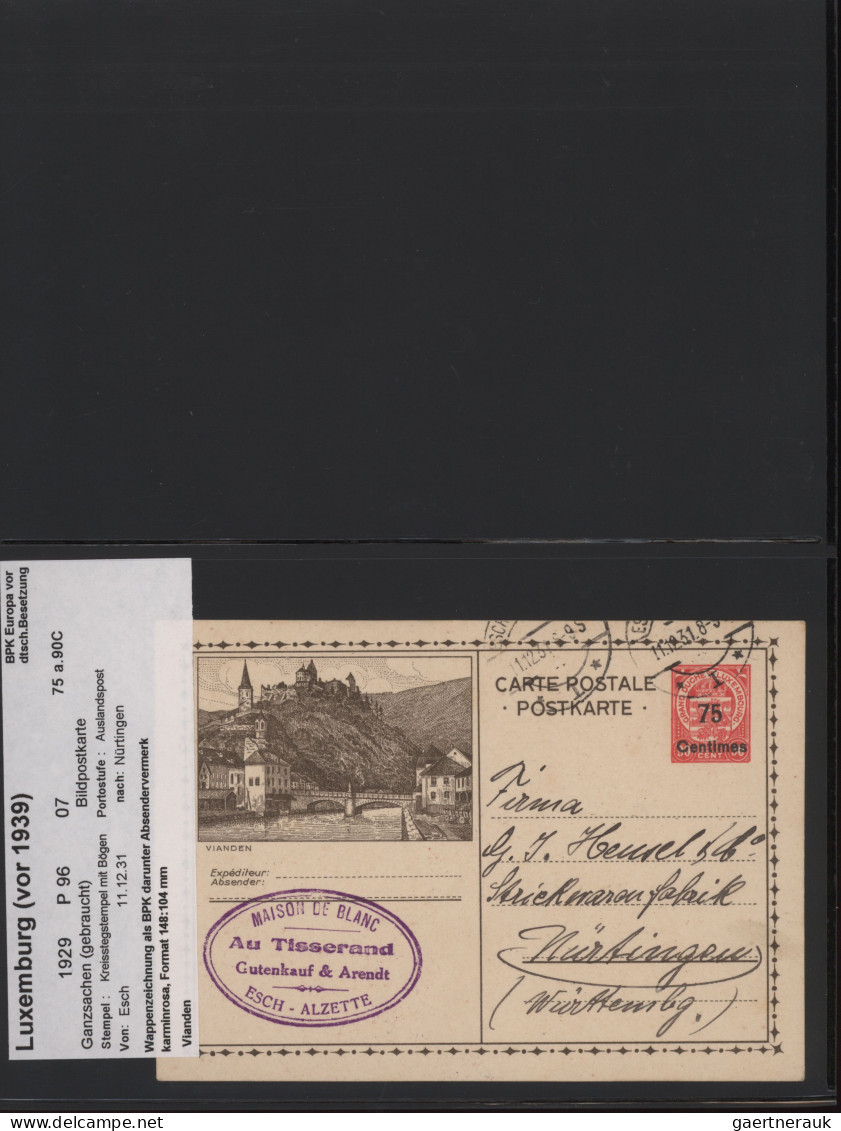 Luxembourg - Postal Stationery: 1927-1945 Bildganzsachen: Spezialsammlung von et