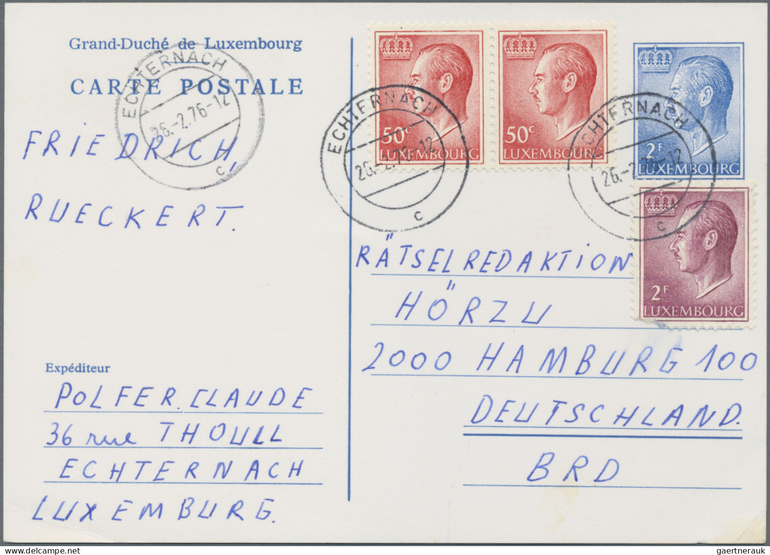 Luxembourg - Postal Stationery: 1976/1983, Assortment Of 64 Commercially Used Po - Entiers Postaux