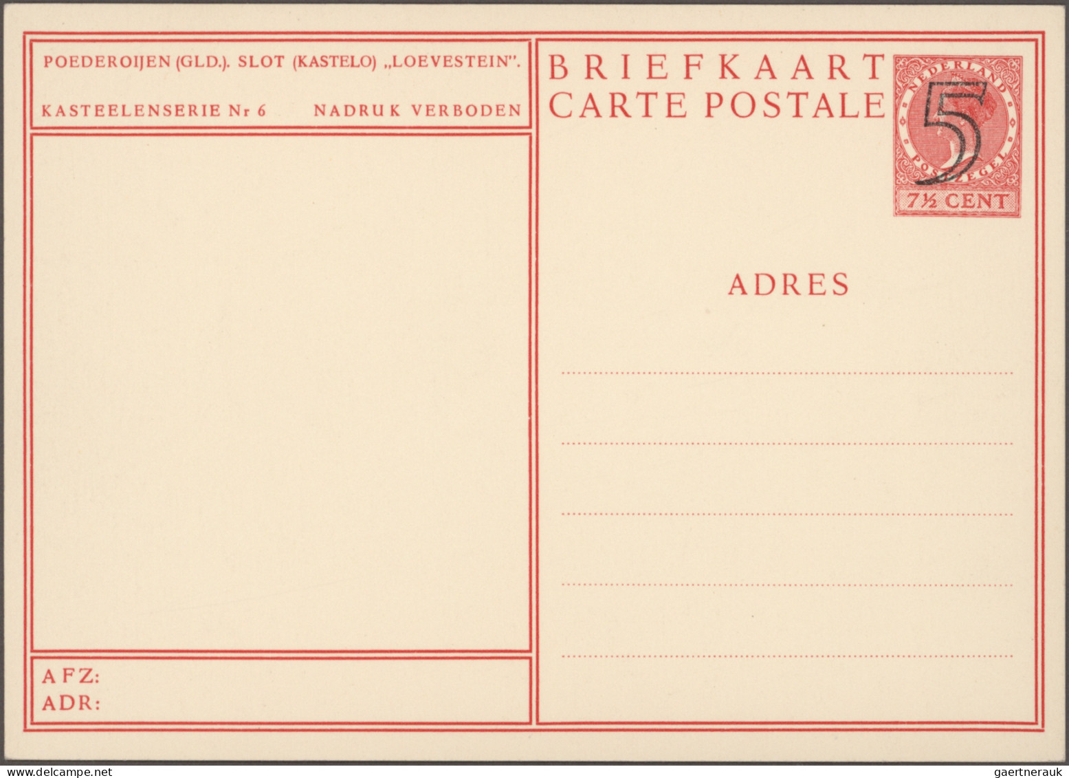Netherlands - Postal Stationery: 1899-1946 - Postal Stationery Picture Postcards - Entiers Postaux