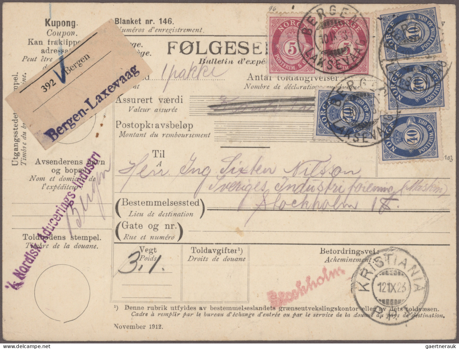 Norway: 1850/1925, Assortment Of 44 Covers/cards, From A Few Stampless Letters, - Lettres & Documents