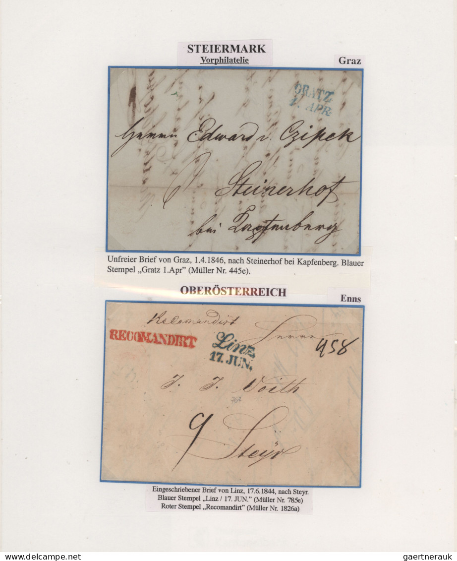 Österreich - Vorphilatelie: 1825/1846, Saubere Sammlungspartie Von Sechs Vorphil - ...-1850 Préphilatélie
