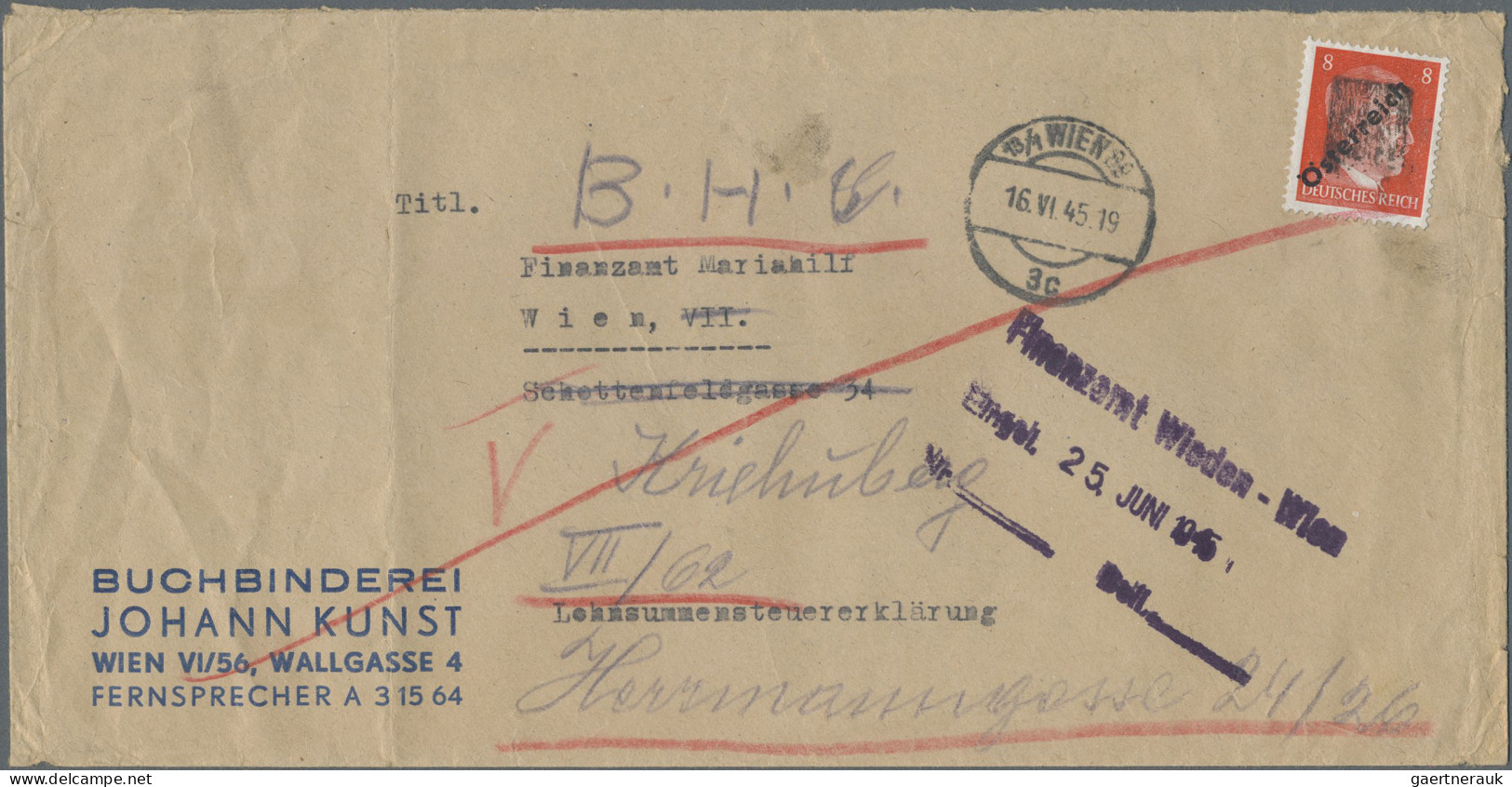 Österreich: 1945, Posten Mit 8 Portogerechten Bedarfsbelegen Mit Hitler-Marken M - Sammlungen