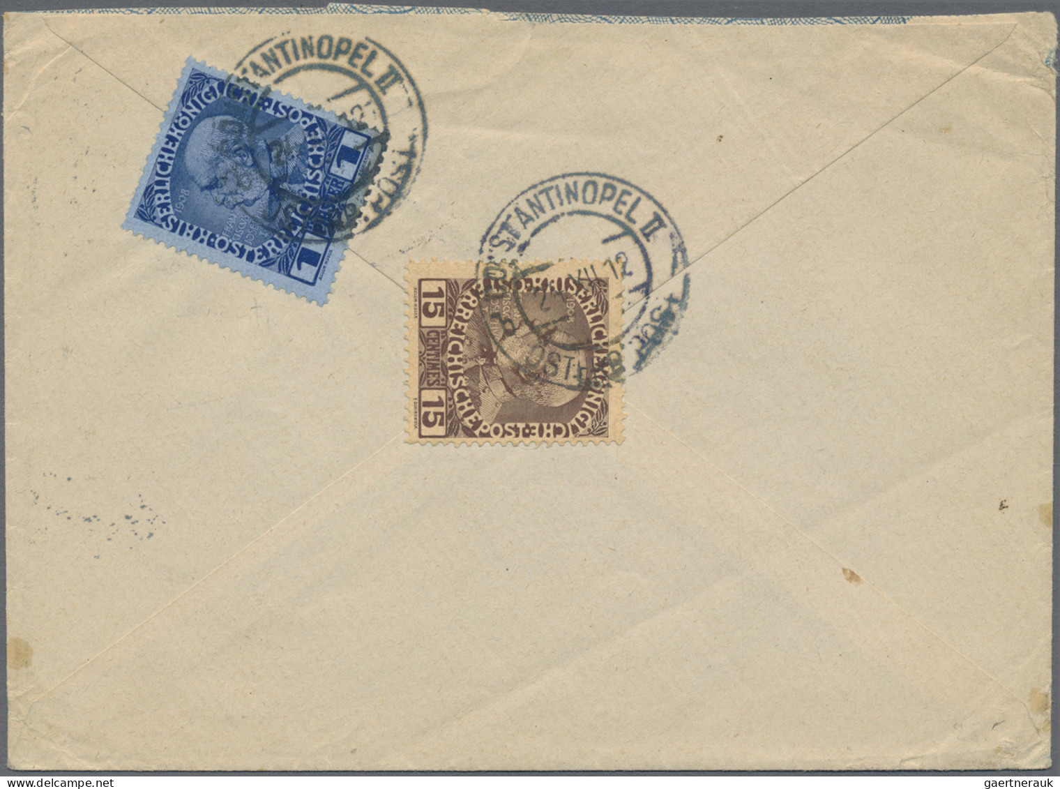 Österreichische Post In Der Levante: 1903/1912, Lot Von Drei Belegen, Dabei MiNr - Oriente Austriaco