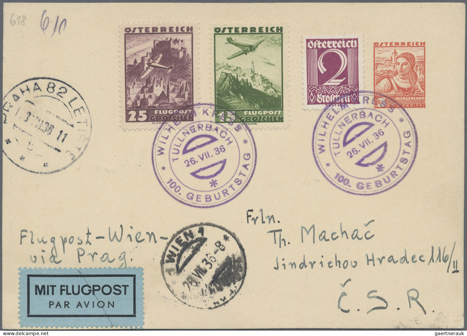 Österreich - Flugpost: 1918/1938, Saubere Partie Von 25 Flugpost-Briefen Und -Ka - Autres & Non Classés