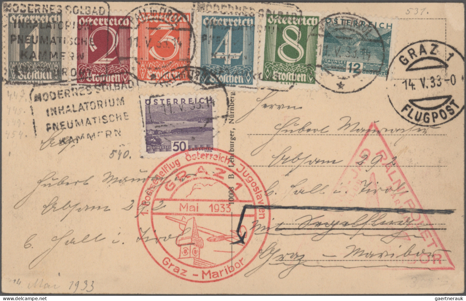 Österreich - Flugpost: 1922/1962, Sammlung Von 41 Flugpostbelegen (rs. Meist Mit - Andere & Zonder Classificatie