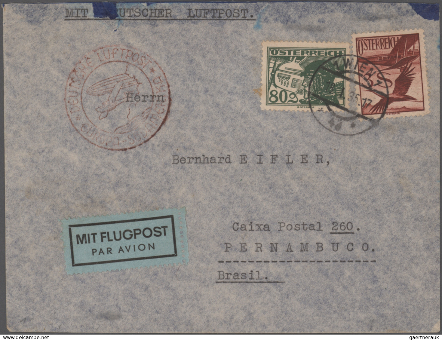 Österreich - Flugpost: 1922/1962, Sammlung Von 41 Flugpostbelegen (rs. Meist Mit - Autres & Non Classés