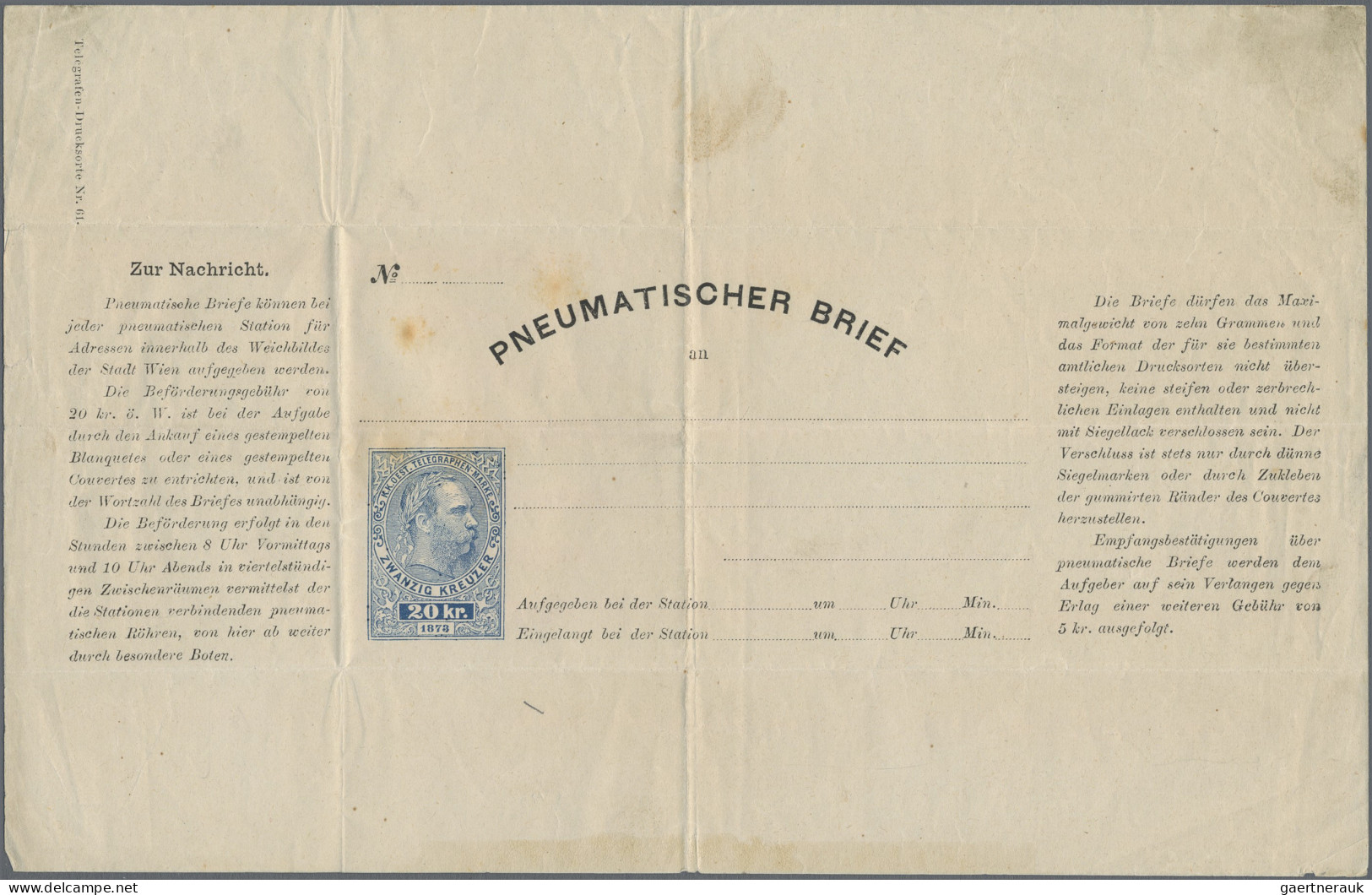 Österreich - Ganzsachen: 1875-1922, Spezialsammlung Rohrpost-Ganzsachen, über 20 - Autres & Non Classés