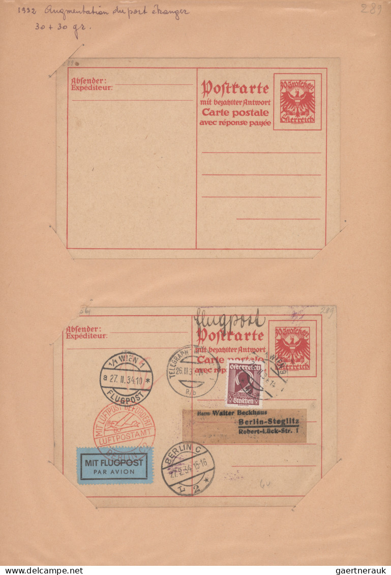 Österreich - Ganzsachen: 1890-1980 (ca.), Umfangreiche Sammlung Postkarten Ungeb - Andere & Zonder Classificatie