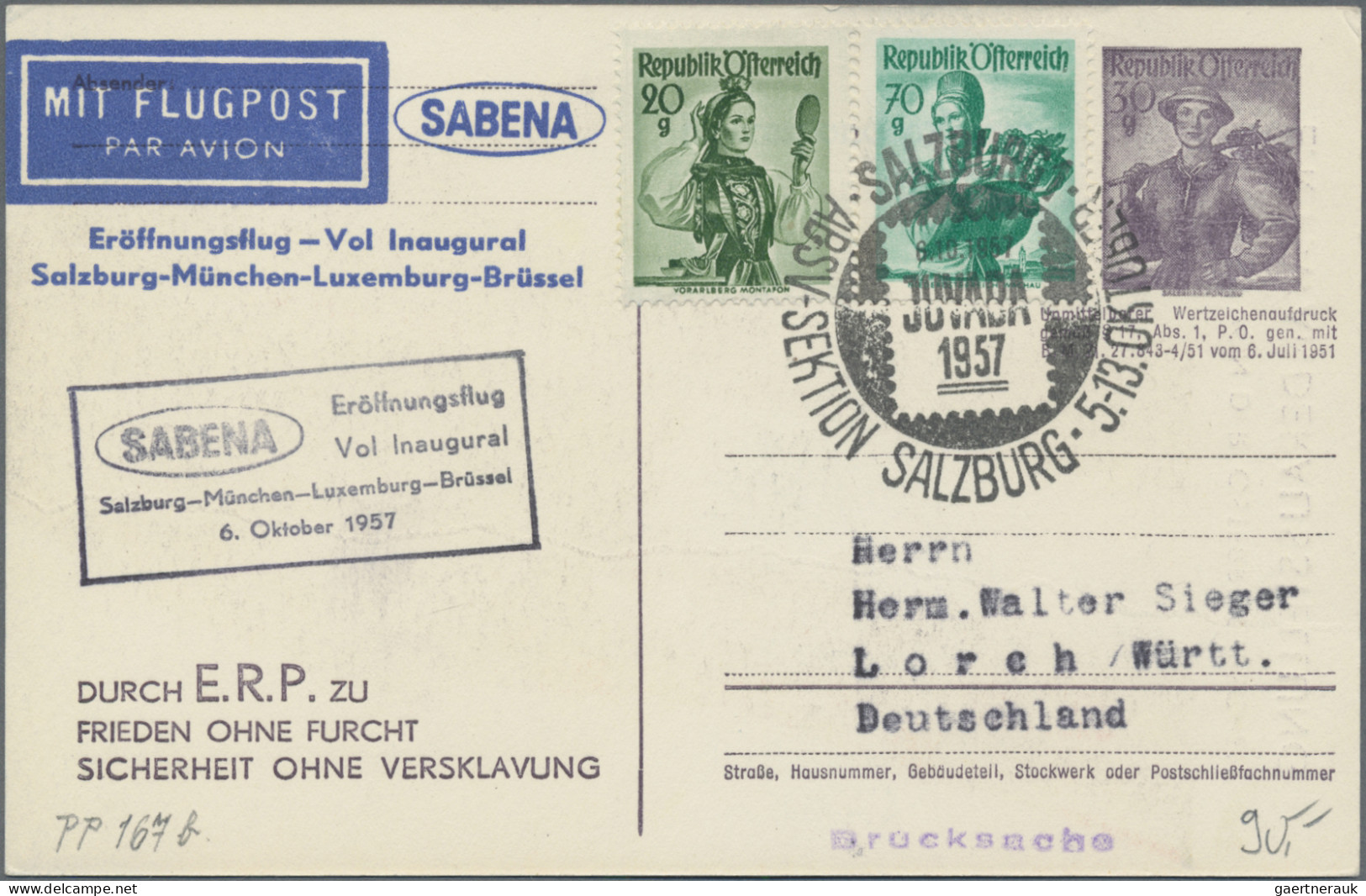 Österreich - Privatganzsachen: 1952/1959, Sechs Bild-Karten "E.R.P.-Wanderausste - Otros & Sin Clasificación