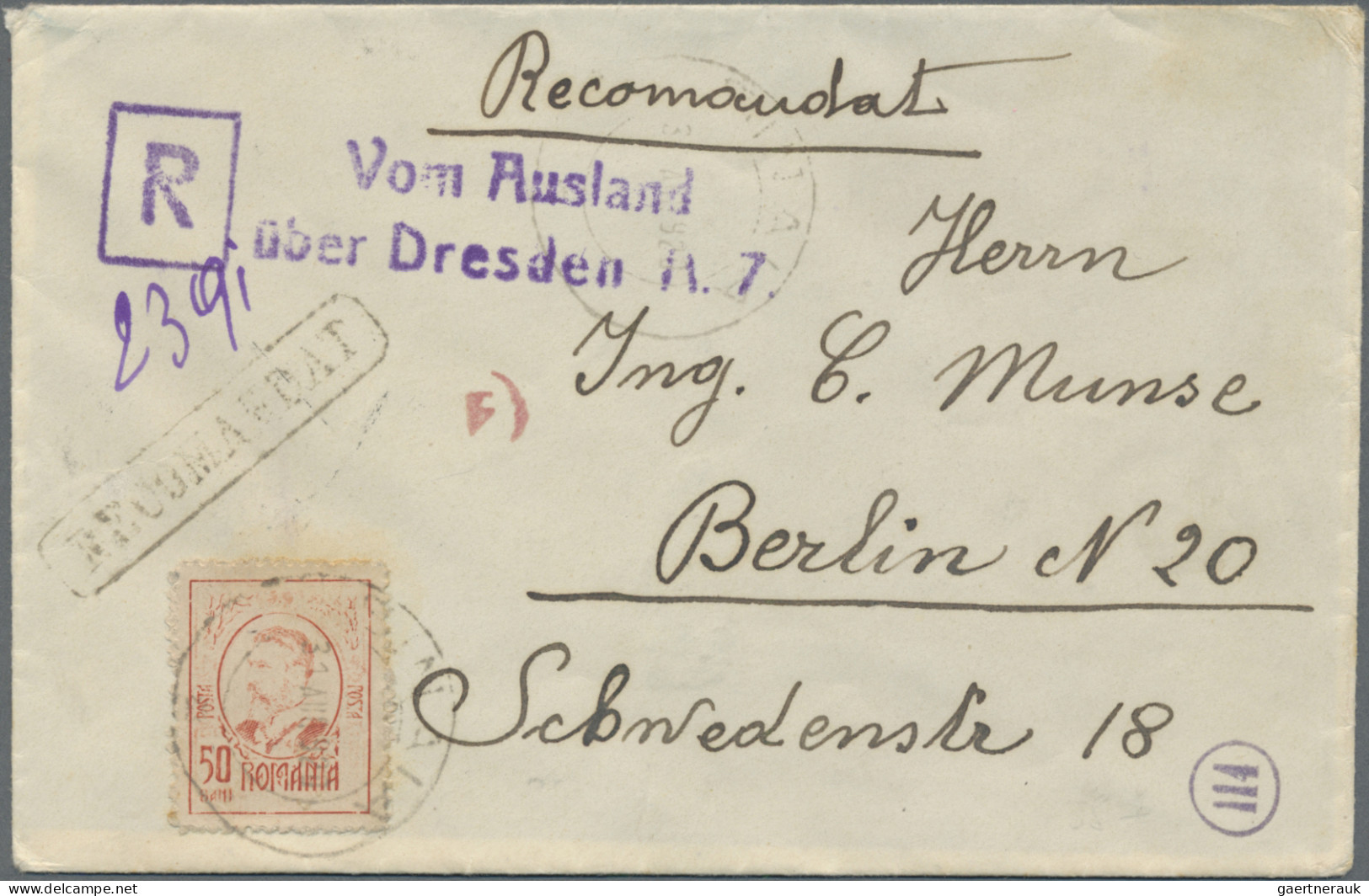 Romania: 1887/1943, Lot Of Four Covers And Two Cards, To Germany (5) Resp. To Eg - Lettres & Documents